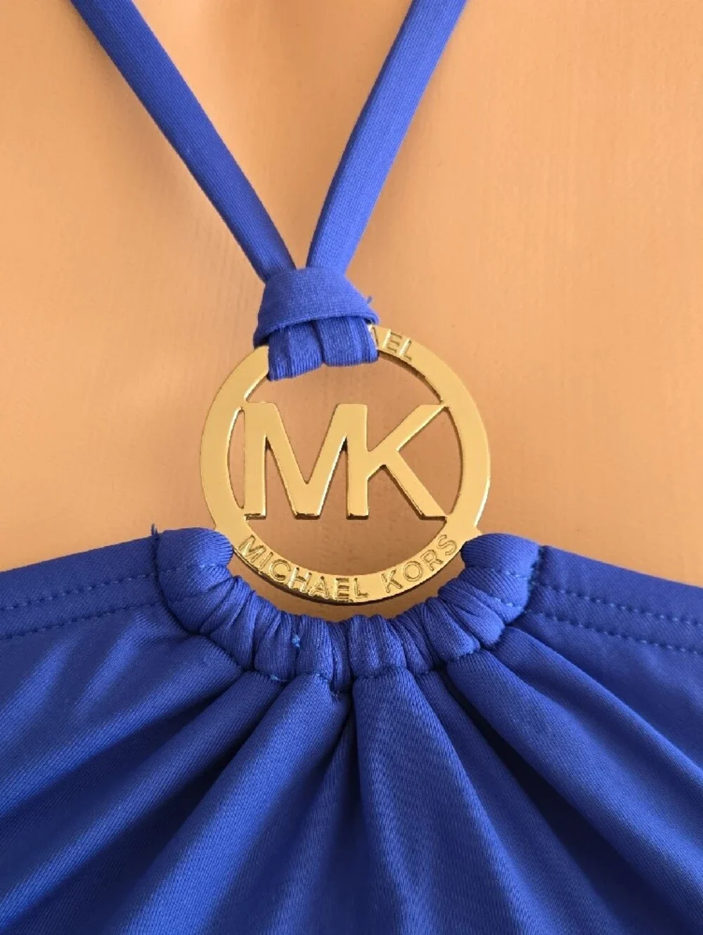 Michael Kors Royal Blue Halter Tankini Swim Top & Bottom with MK Emblem
